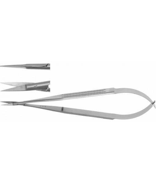ELCON MICRO SCISSORS 150MM STRAIGHT, POINTED, FLAT HANDLE, CUTTING EDGE 14MM TURNED END St