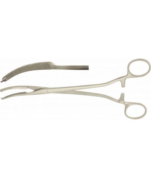 ELCON MIKULICZ PERITONEUM FORCEPS 205MM CURVED 1x2 TEETH, SCREW JOINT