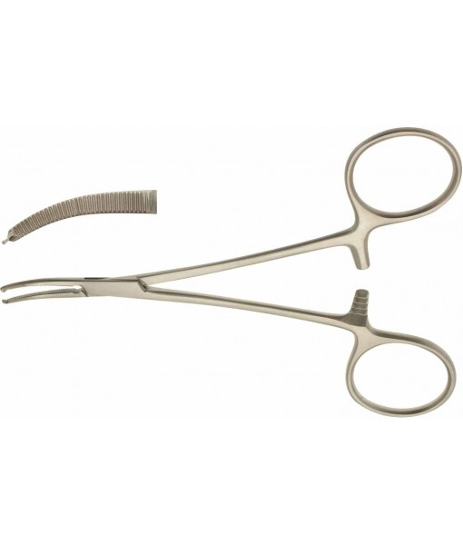 ELCON ULTRAFINE HALSTED MOSQUITO ARTERY FORCEPS 125MM CURVED, 1x2 TEETH