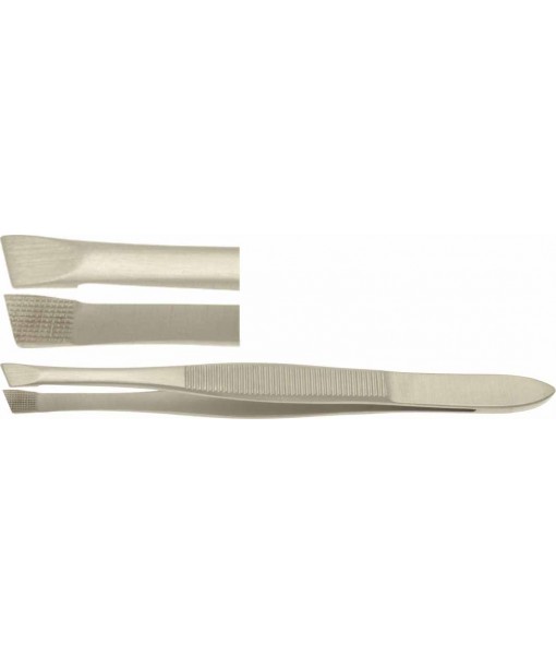 ELCON CILIA FORCEPS 90MM, SERRATED, OBLIQUE JAWS