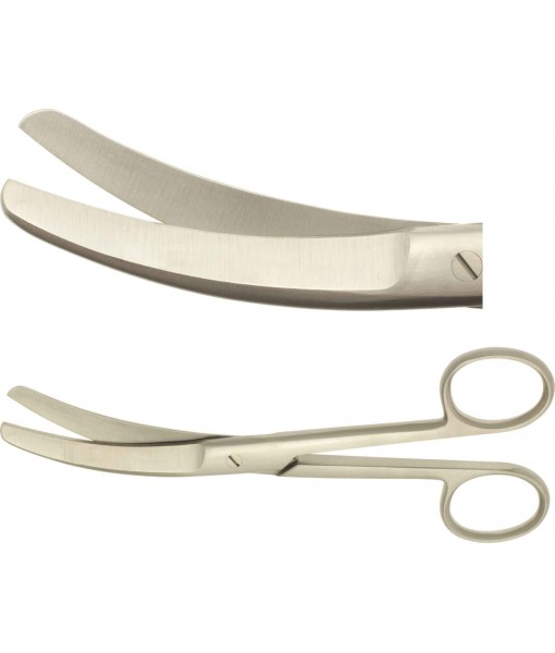 ELCON BUSCH UMBILICAL CORD SCISSORS 160MM, SIDEWAYS BENT, STUMP, ONE LEAF TOOTHED St