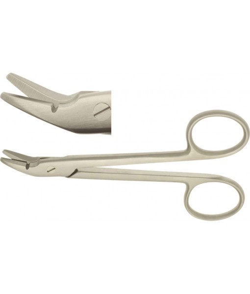 ELCON UNIVERSAL WIRE SCISSORS 120MM, ANGLED SIDEWAYS, BLUNT, ONE BLADE TOOTHED St