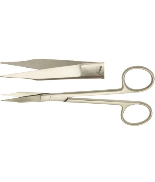 ELCON GOLDMANN-FOX GUMS SCISSORS 130MM, STRAIGHT, POINTED, ONE LEAF TOOTHED St