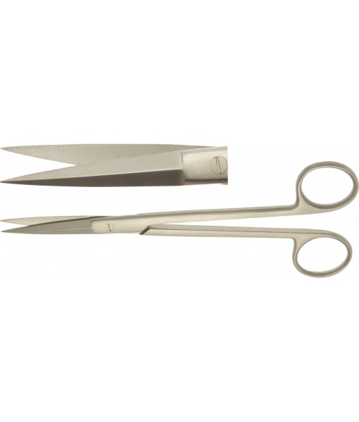 ELCON MCINDOE CARTILAGE SCISSORS 185MM, STRAIGHT, POINTED, DOUBLE LEAF, BOTH LEAVES TOOTHED St
